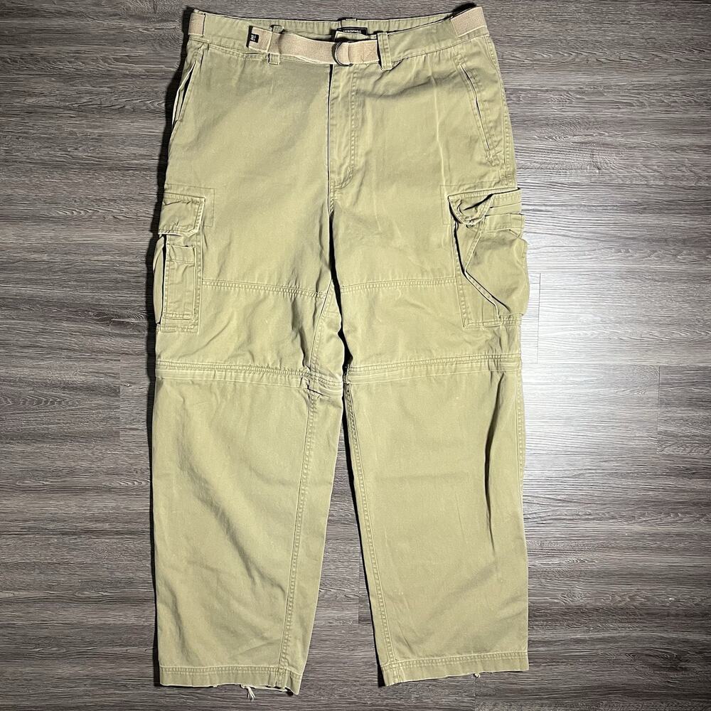 Vintage Abercrombie Fitch Paratrooper Convertible Cargo Pants Mens XL Belted Y2K